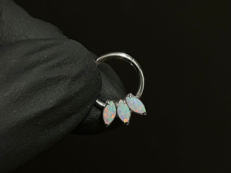 Optus Ring Opal Lotus Hinged Ring – Empress Piercing
